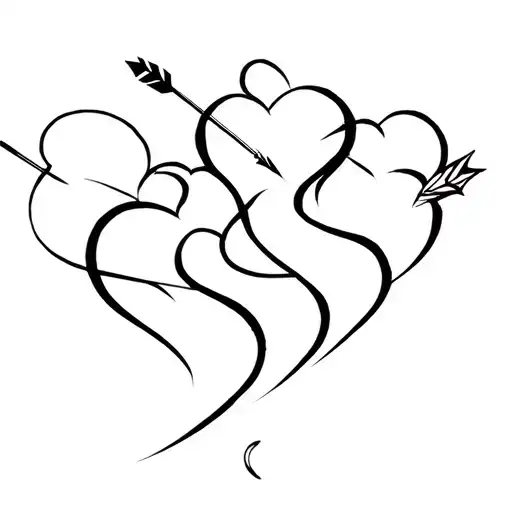 Three Overlapping Hearys With An Arrow Piercing Them