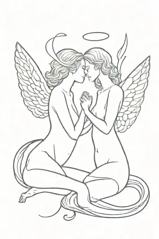 Couple Tattoo An Angel And A Tender Devil