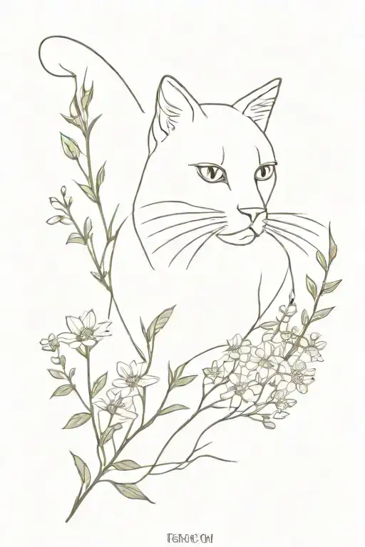 Cat And Wildflowers
