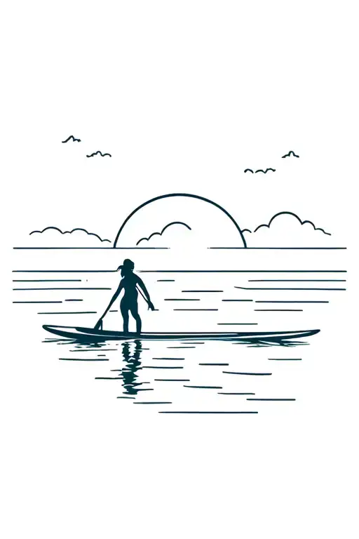Paddleboard And Sunset Background