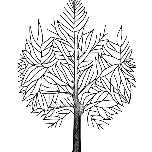 A Line Art Lebanese Cedar Tree