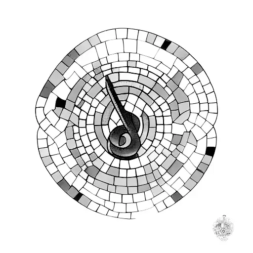 Mosaic Barcelona Panot With A Music Note Inside