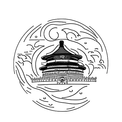 Temple Of Heaven With Cloud And A Person Lit By The Sun