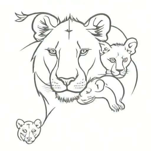 Lion With Cub Faces