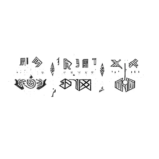 Black And White Lettering Of Runes