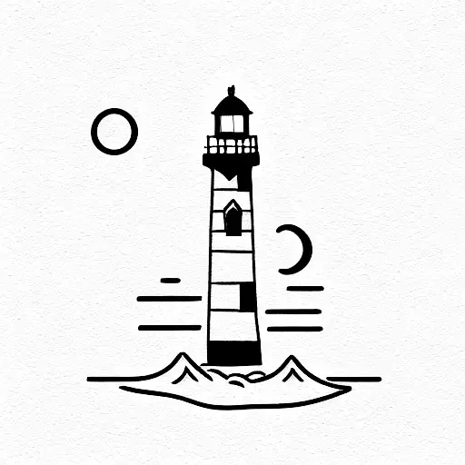 The Lighthouse Stands On The Mountain And The Waves Below