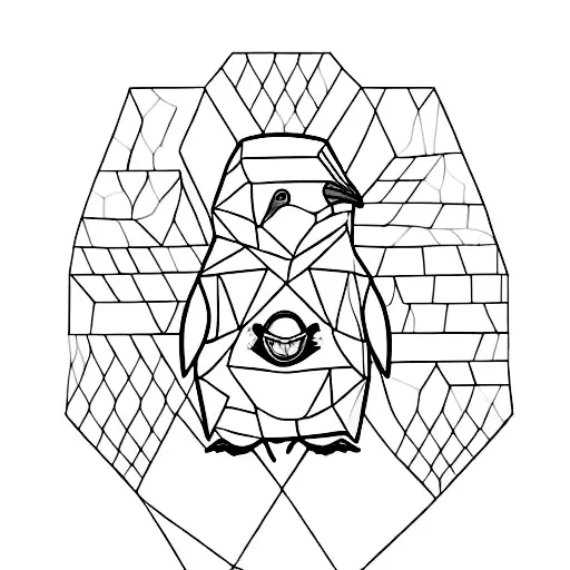 A Rhombus Shape Outline With A Penguin Inside Braking Out Of Ice