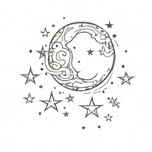 Moon Surrounded By Stars