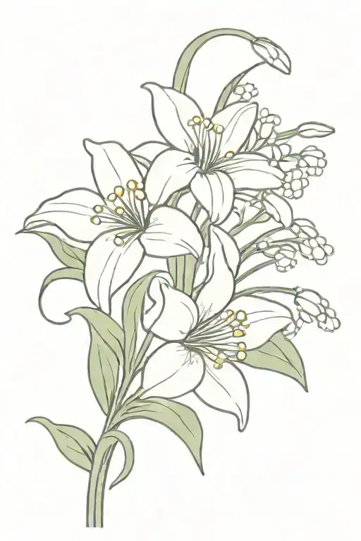 A Fine Line Bouquet With 2 Lilly Of The Valley Flowers And 1 Daisy