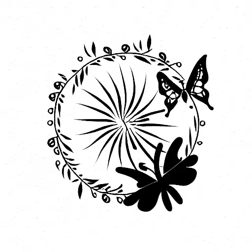 Ocean With Flowers And Butterflies