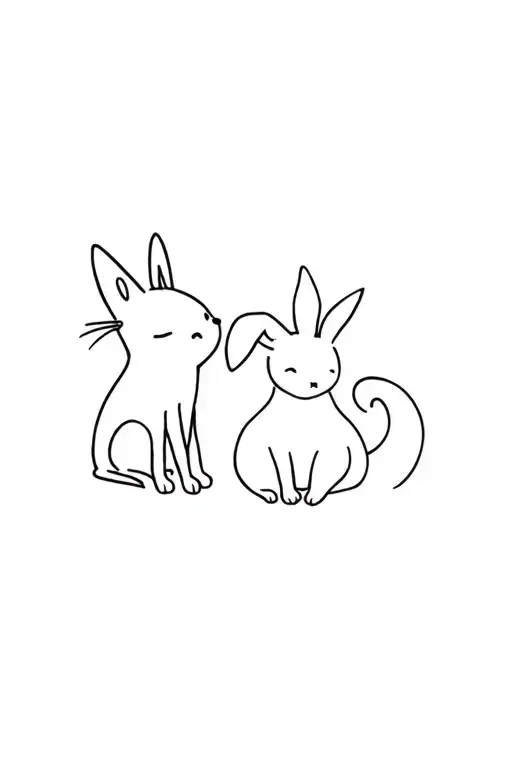 A Cat And A Dog And A Lop Bunnys