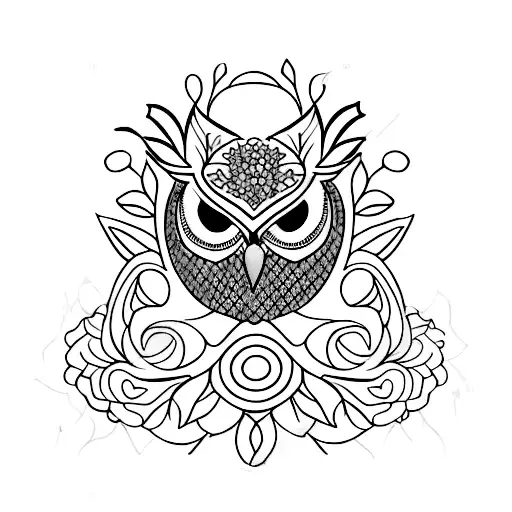 A Bouquet Of Unique And Exotic Flowers Intertwined With A Subtle Owl Silhouette