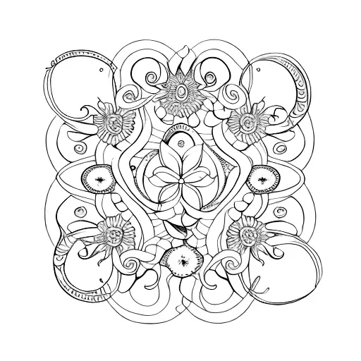 A Delicate Minimalist Crescent Moon With Intricate Floral Patterns Intertwined