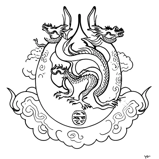 Dragon Protecting Pig Dog And Rabbit