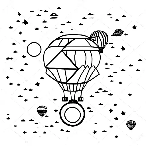 Hot Air Balloon In The Stars With A Man In It And A Little Girl On Earth Trying To Hold Him