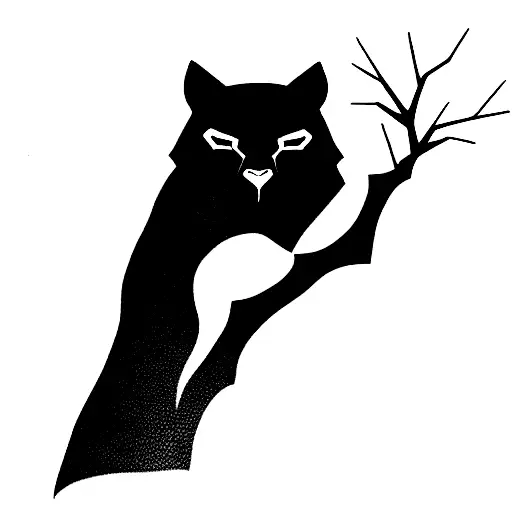 Black Panther Laying On A Tree Branch