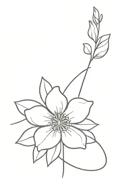 Fine Line Flower With Signatures For Petals