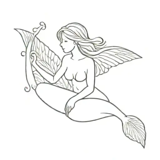 Mermaid With Wings Dainty Reaching For Sparkle Simple