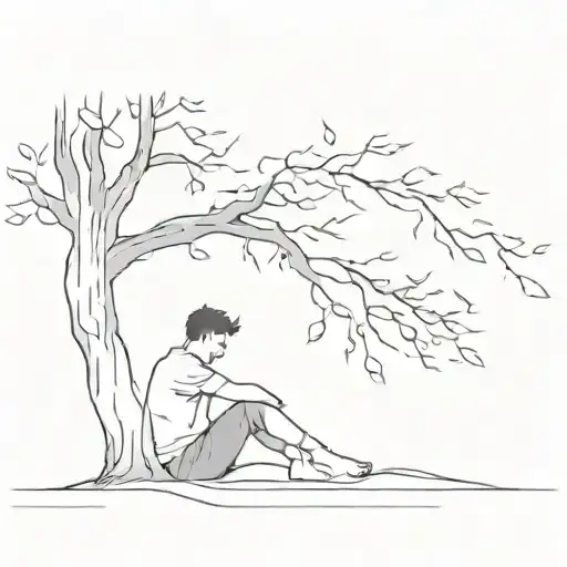 A Man Sitting In The Shade Of The Tree
