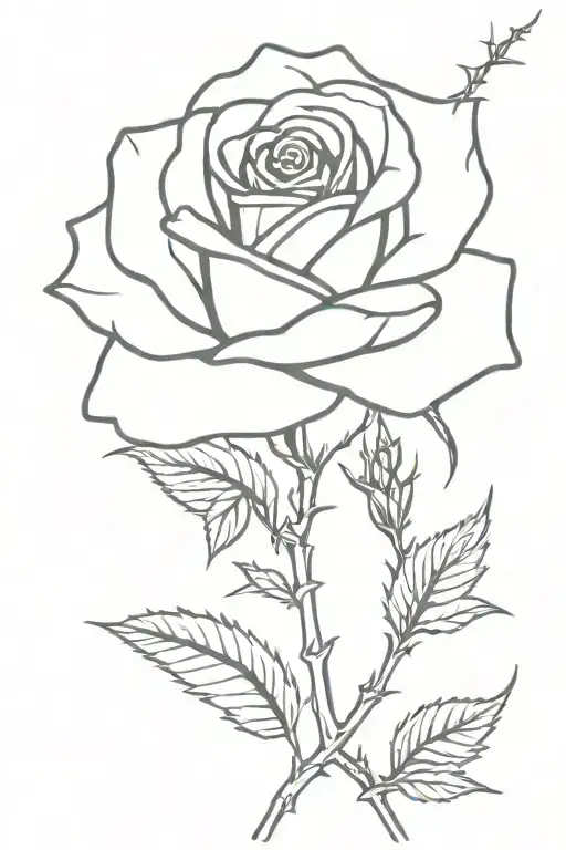 Rose With Barbed Wire On The Stem