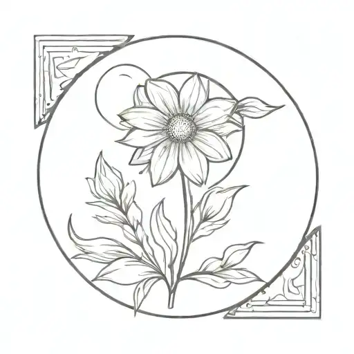 Aster Flower And Moon Surrounded