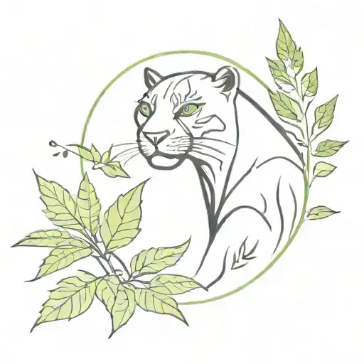 Black Panther Surrounded By Weed Leaf