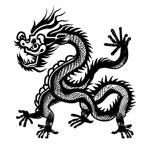 Chinese Dragon With A Monkey And Pig