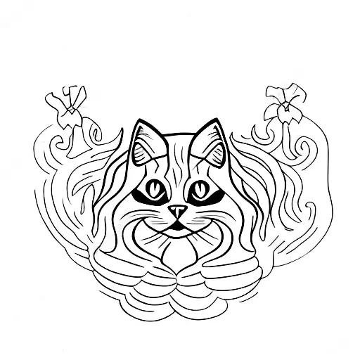 Black Cat Sitting Next To A Grave