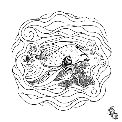 An Underwater Scene With Sea Creatures And A Psychedelic Twist