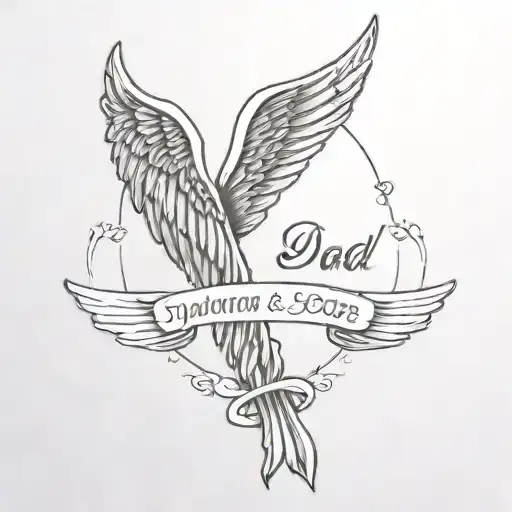 A Small Angel Wing With A Death Date And An Overdose Awareness Ribbon For My Dad