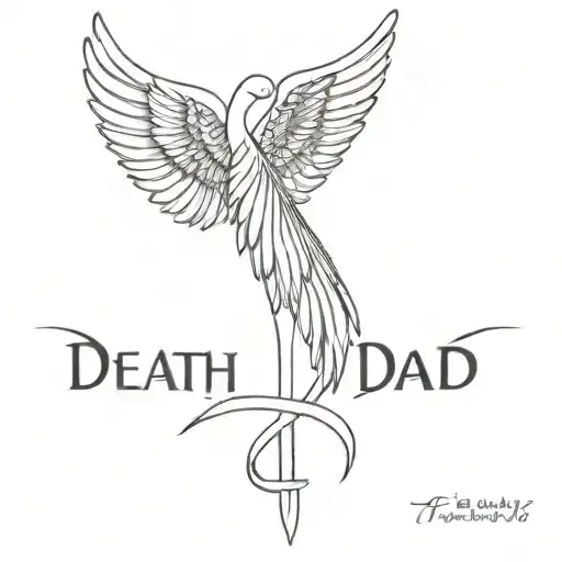 A Small Angel Wing With A Death Date And An Overdose Awareness Ribbon For My Dad