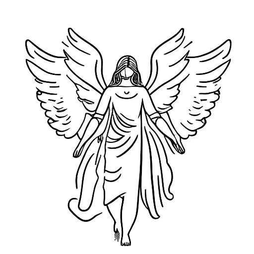 A Minimalist Tattoo Of A Guardian Angel Watching Over Your Family
