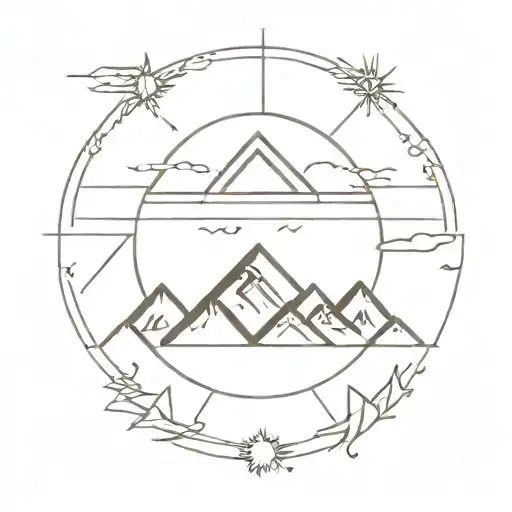 Native Symbol Of The Sun And Mountains
