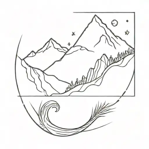 Tattoo Of Mountain And River Flowing Into Space