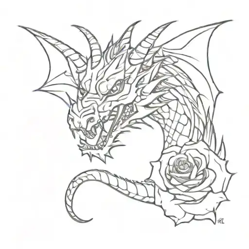Dragon Holding A Rose