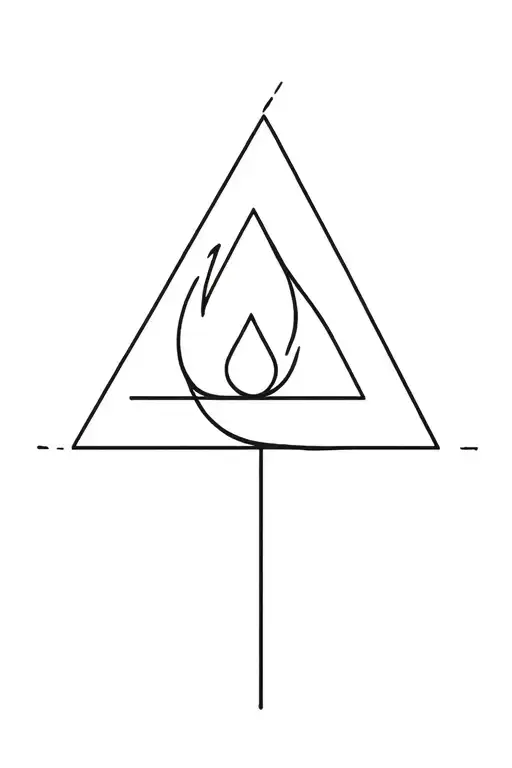 Simple Minimalist Modern Line Tattoo With 3 Triangles Representing The Element Of Fire In Astrology