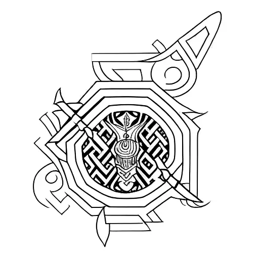 Long Tattoo Of A Sword With Patterns