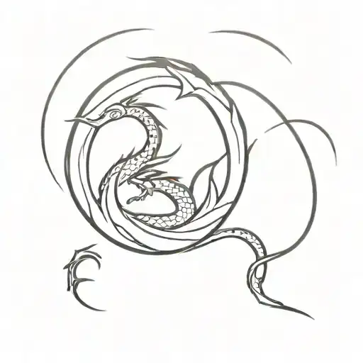 A Minimalist Tattoo Of A Dragon Symbolizing Mental Strength