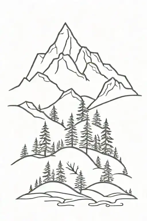 Forest Clearing With Mountains