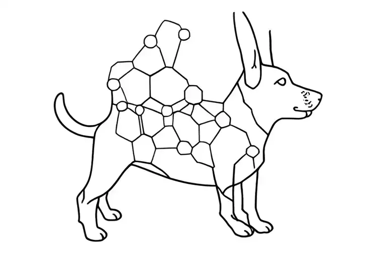 Serotonine And Dopamine Chemical Compounds Forming Together An Abstract Shape Of A Dog