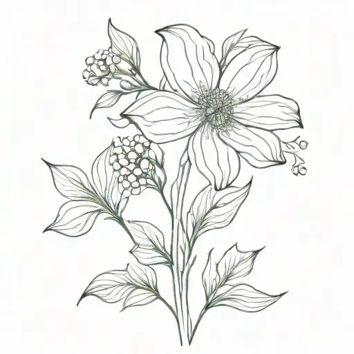 Simple Wildflower Line Drawing