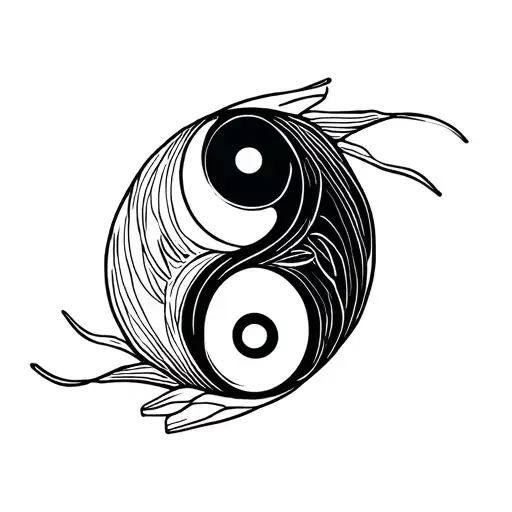 Ying Yang Made With Two Fish In One Line
