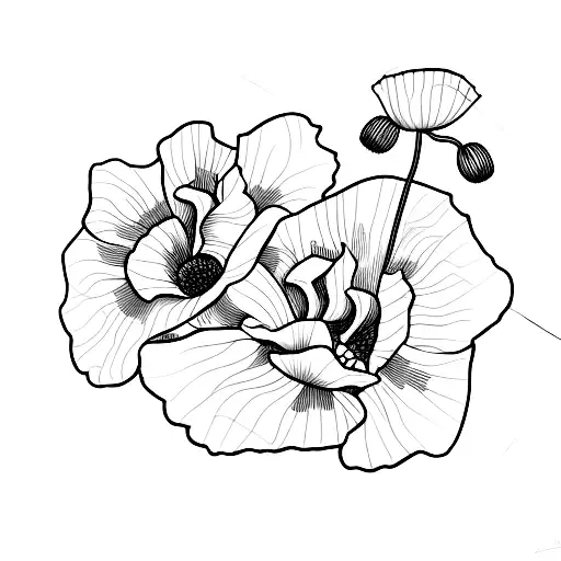 Poppy Flowers On A Long Vine