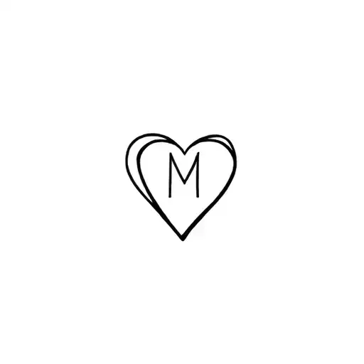 Initial M With Heart Shape Next To It