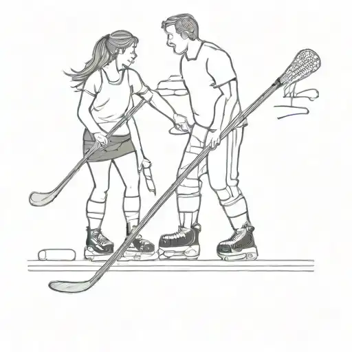 Dad And Daughter Hockey Stick
