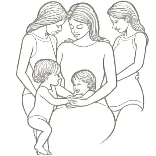 Mother With 3 Kids Daugther Design