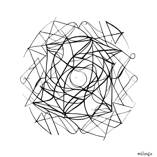 Abstract Geometric Shapes In Shades Of Orange With Thin Lines Intersecting