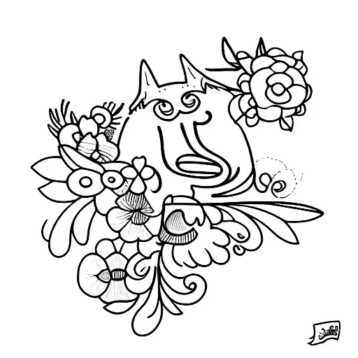 Cat Smelling Flowers