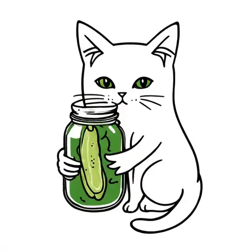 Cat Holding Pickle Jar With A Ghost