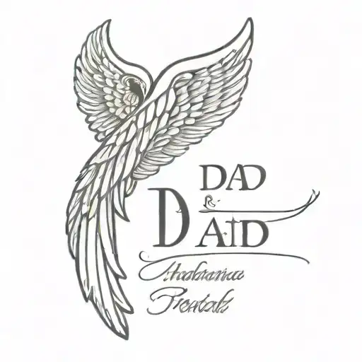 A Small Angel Wing With A Death Date And An Overdose Awareness Ribbon For My Dad